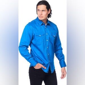 Men's Classic Blue Button-Down Shirt